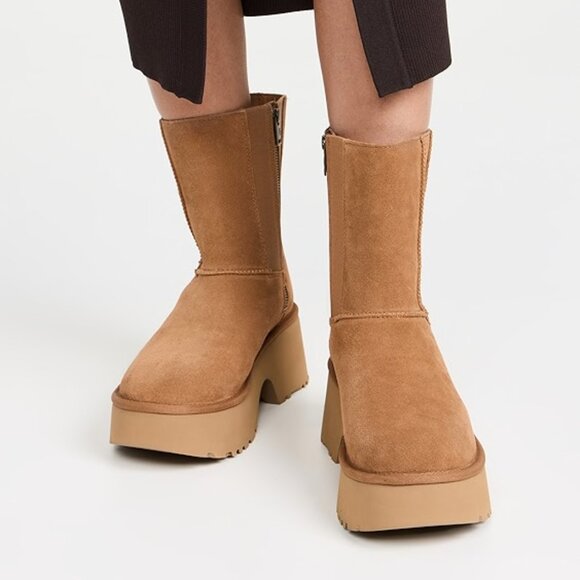 UGG Classic Twin Seam New Heights Platform Boots – Chestnut Suede (Size 7) NWT/N - Picture 1 of 15